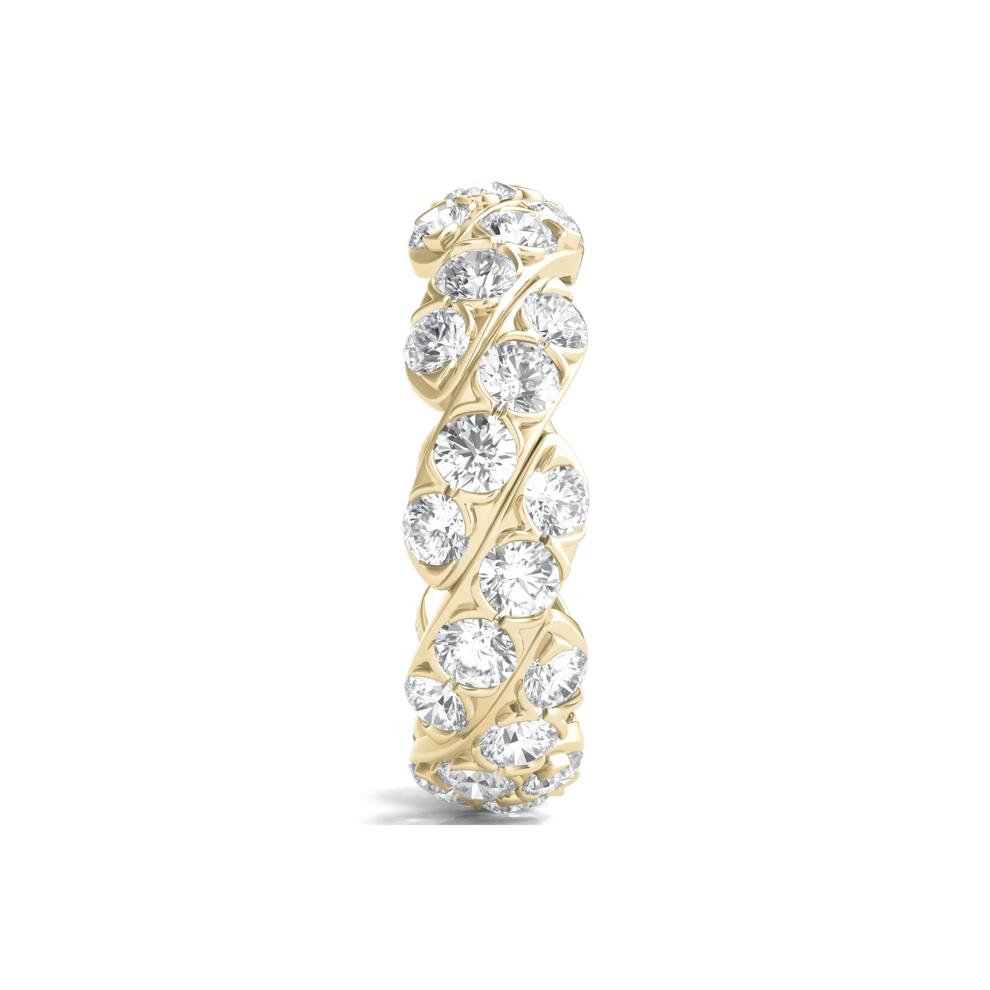Round-Cut Lab Grown Diamond Twist Eternity Band in 14k Yellow Gold (3 ct. tw.) – Image 3 of 3
