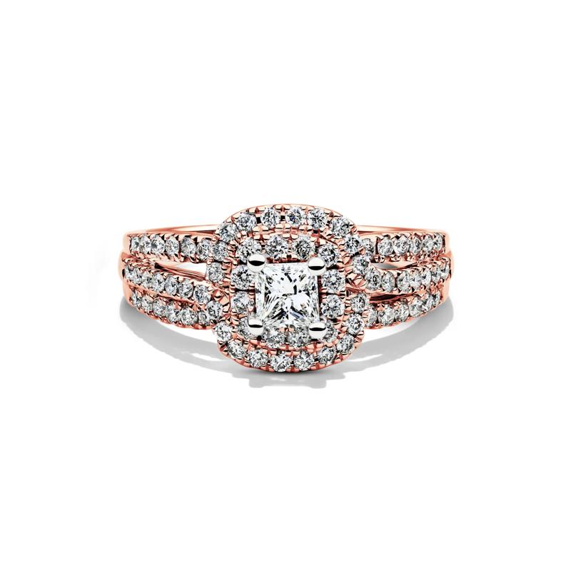 Diamond Double Halo Engagement Ring in 14K Rose Gold &#40;1 ct. tw.&#41; – Image 1 of 4