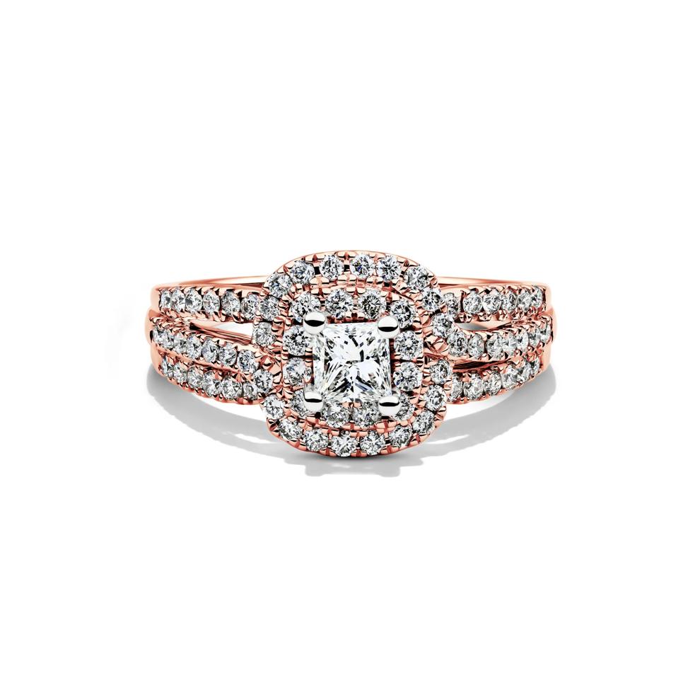 Diamond Double Halo Engagement Ring in 14K Rose Gold (1 ct. tw.) – Image 1 of 4