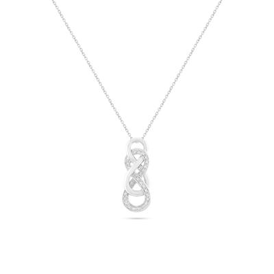 Diamond Double Infinity Pendant Necklace in Sterling Silver (1/10 ct. tw.)