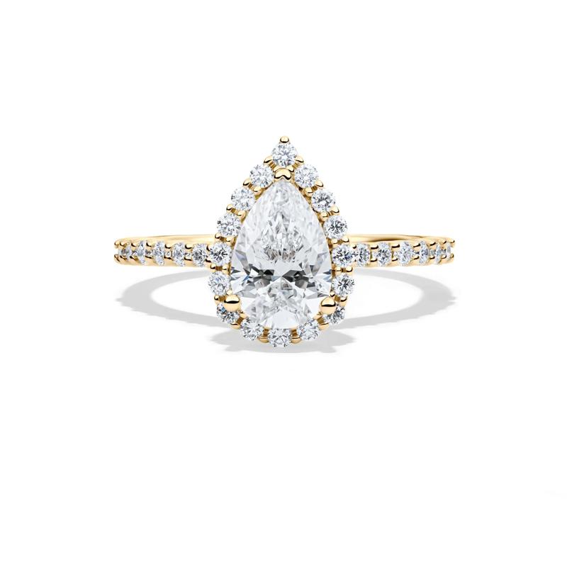 Lab Grown Diamond Pear-Shaped Halo Engagement Ring in 14K Yellow Gold  (1 3/4 ct. tw.) – Image 1 of 4