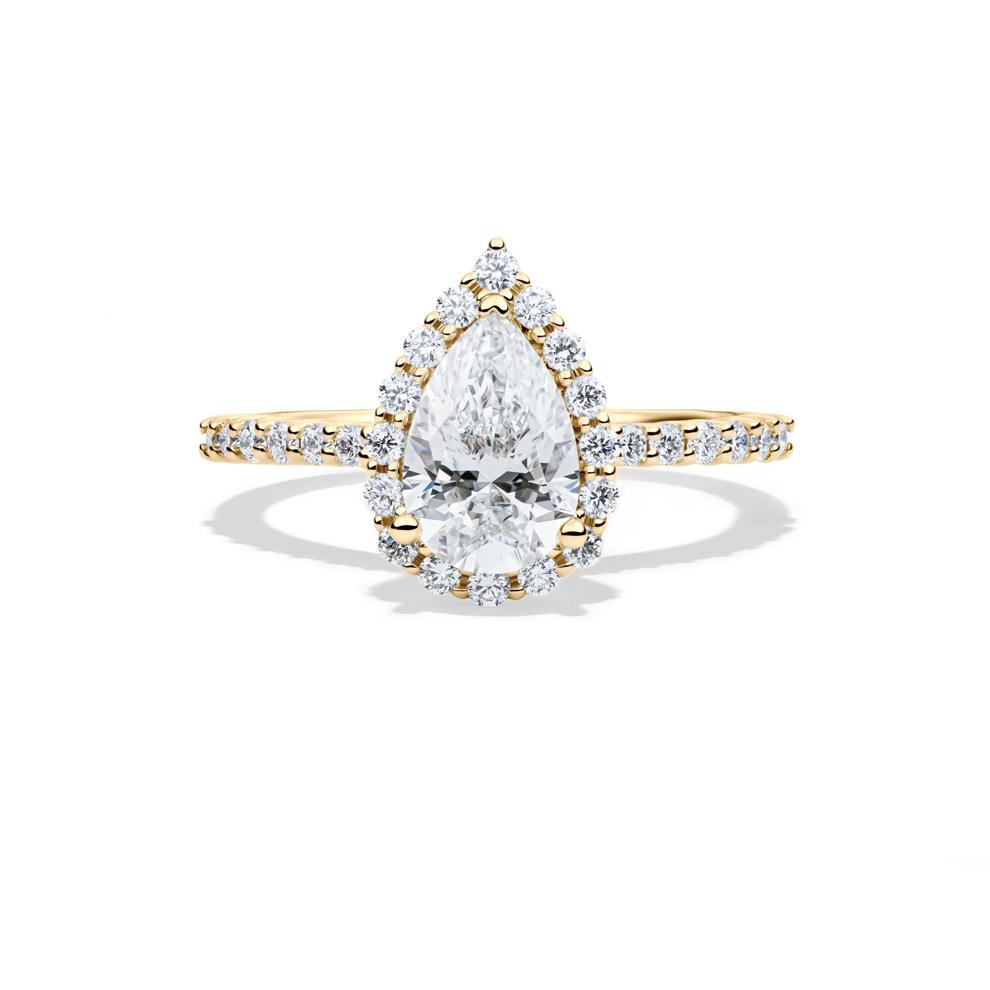 Lab Grown Diamond Pear-Shaped Halo Engagement Ring in 14K Yellow Gold (1 3/4 ct. tw.) – Image 1 of 4