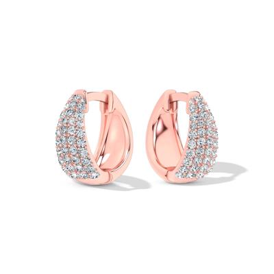 Diamond Pavé Graduated Huggie Hoop Earrings in 10K Rose Gold (3/8 ct. tw.)