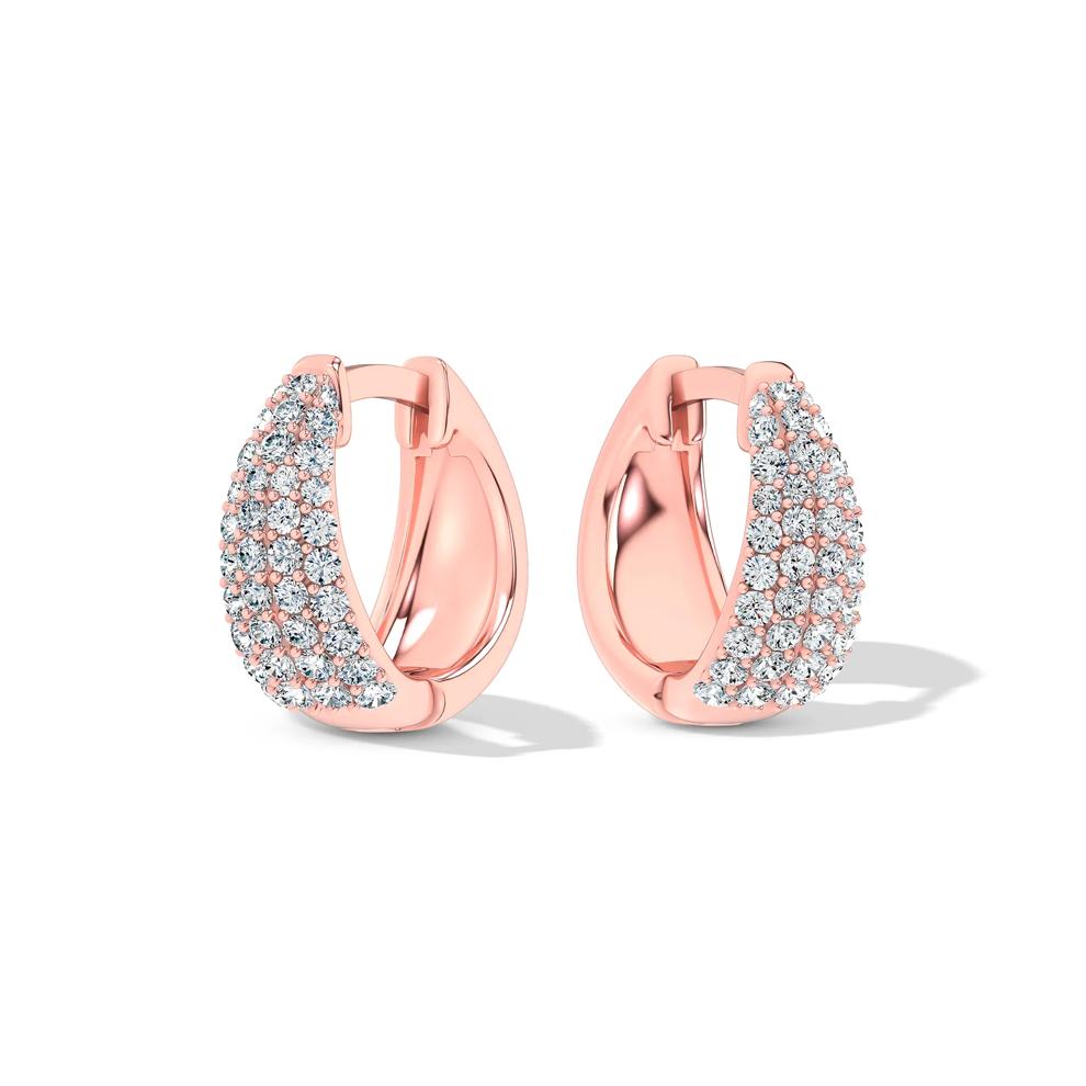 Diamond Pav&eacute; Graduated Huggie Hoop Earrings in 10K Rose Gold (3/8 ct. tw.) – Image 1 of 2