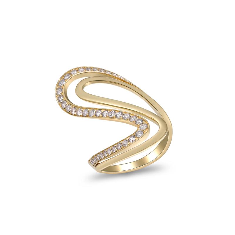 Diamond Swirl Cocktail Ring in 10K Yellow Gold &#40;3/4 ct. tw.&#41; – Image 5 of 5