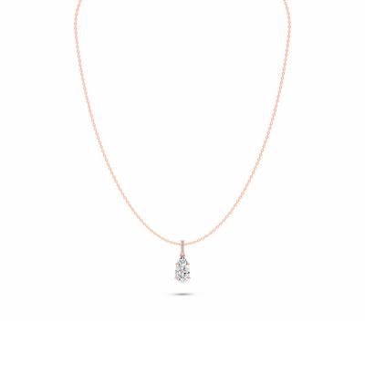 Lab Grown Diamond Pear-Shaped Drop Pendant Necklace in 14K Rose Gold (3 ct. tw.)