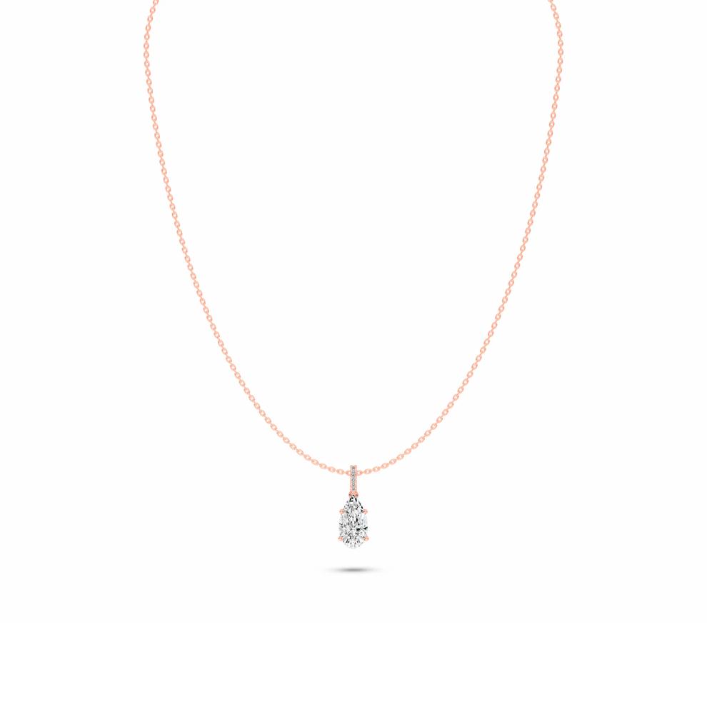 Lab Grown Diamond Pear-Shaped Drop Pendant Necklace in 14K Rose Gold (3 ct. tw.) – Image 1 of 4