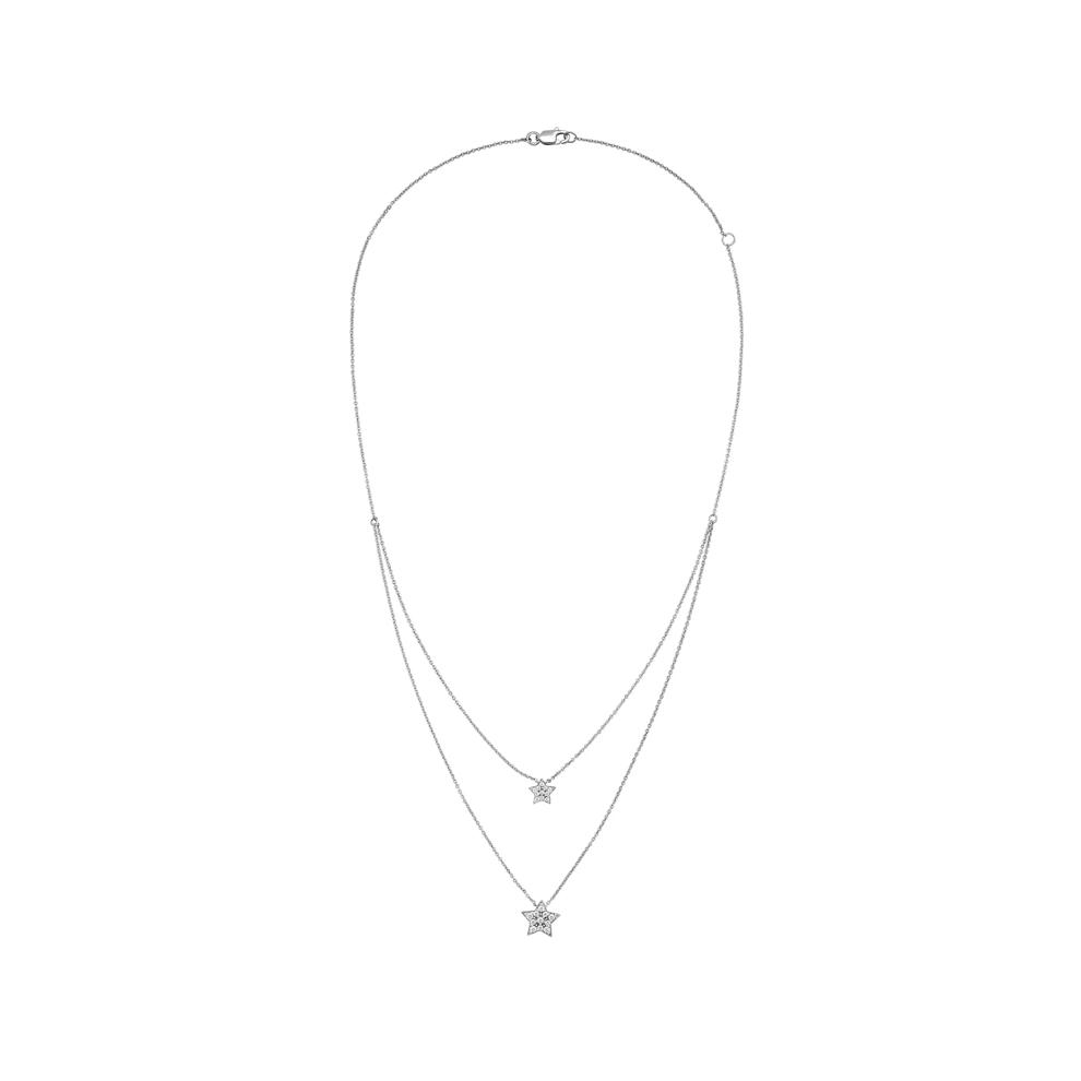 Diamond Double Layer Star Pendant Necklace in Sterling Silver (1/5 ct. tw.) – Image 3 of 4