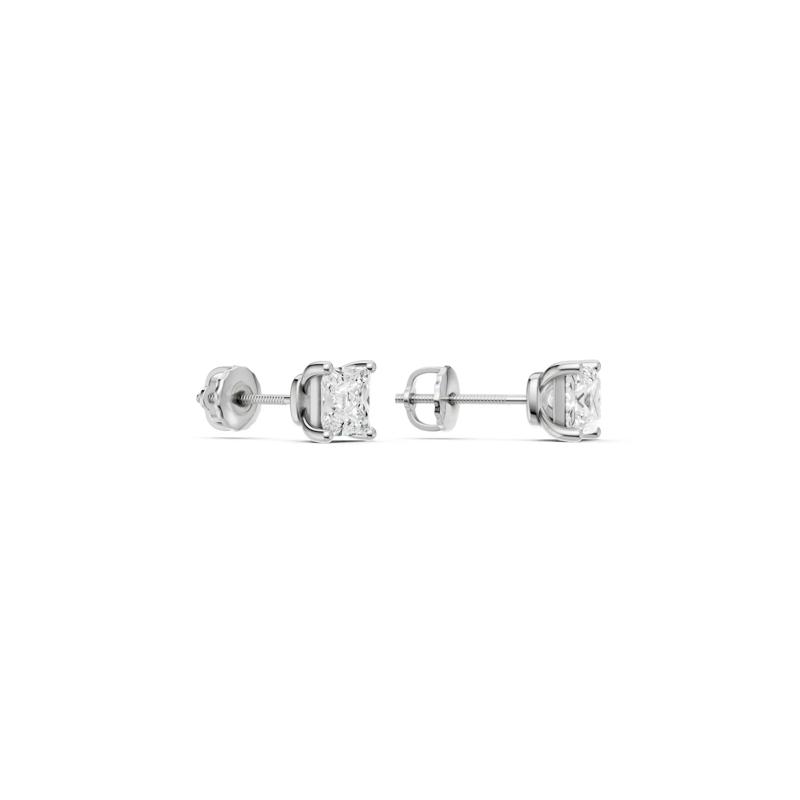 Lab Grown Diamond Earrings with Princess Cut in 14K White Gold &#40;1 1/2 ct. tw.&#41; – Image 3 of 4