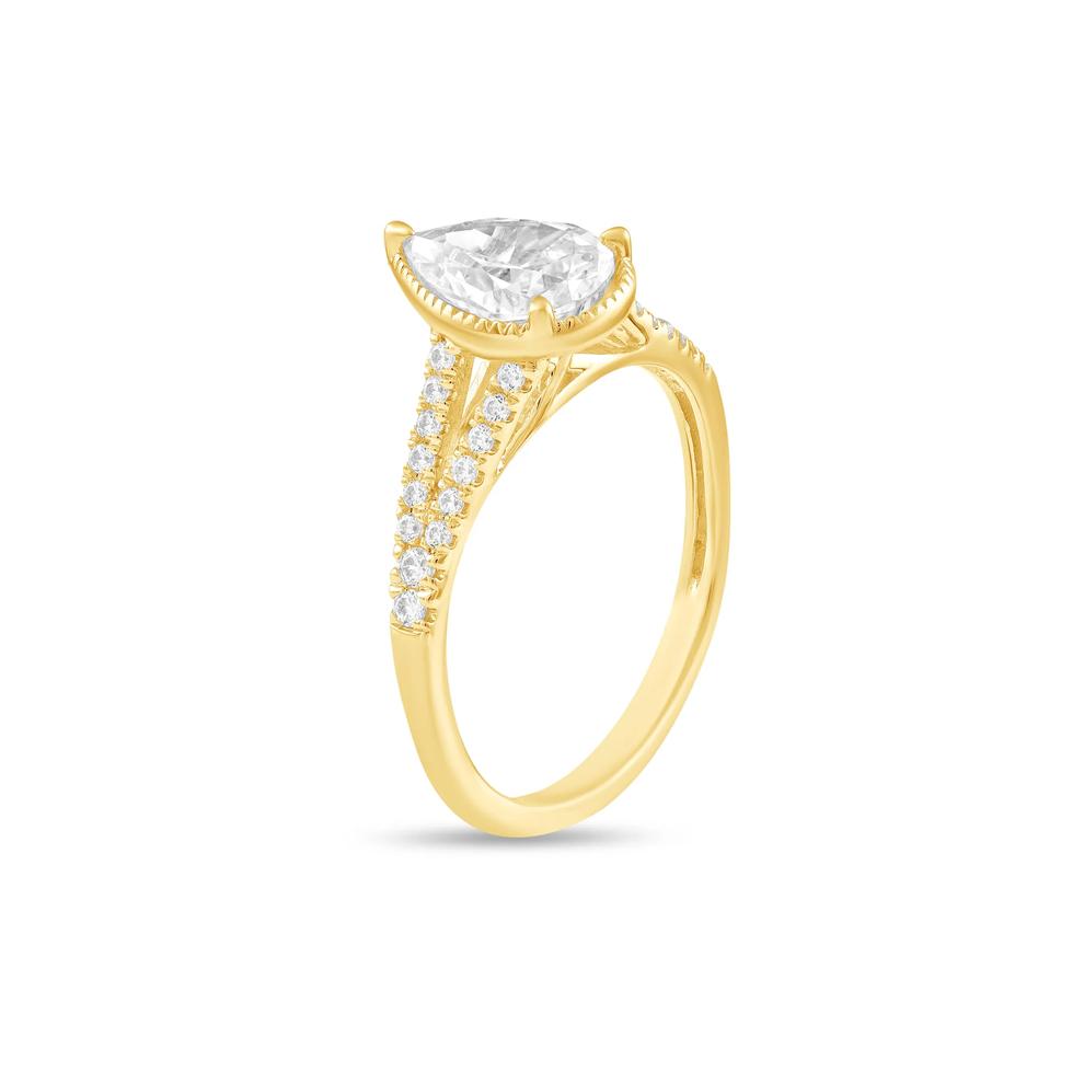 Lab Grown Diamond Pear-Shaped Center Split-Shank Engagement Ring in 10K Yellow Gold (1 1/4 ct. tw.) – Image 4 of 4