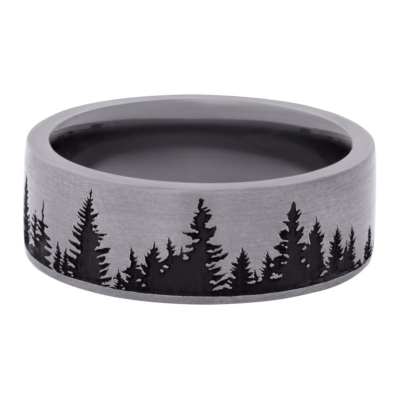 Men&rsquo;s Black Cerakote Tree Band in Tantalum, 8MM – Image 1 of 3