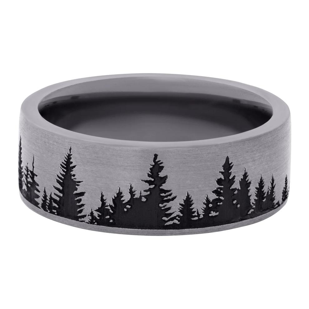 Men&rsquo;s Black Cerakote Tree Band in Tantalum, 8MM – Image 1 of 3