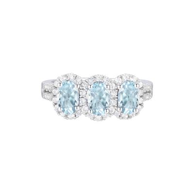 Aquamarine and Diamond Ring in 10K White Gold (1/2 ct. tw.)