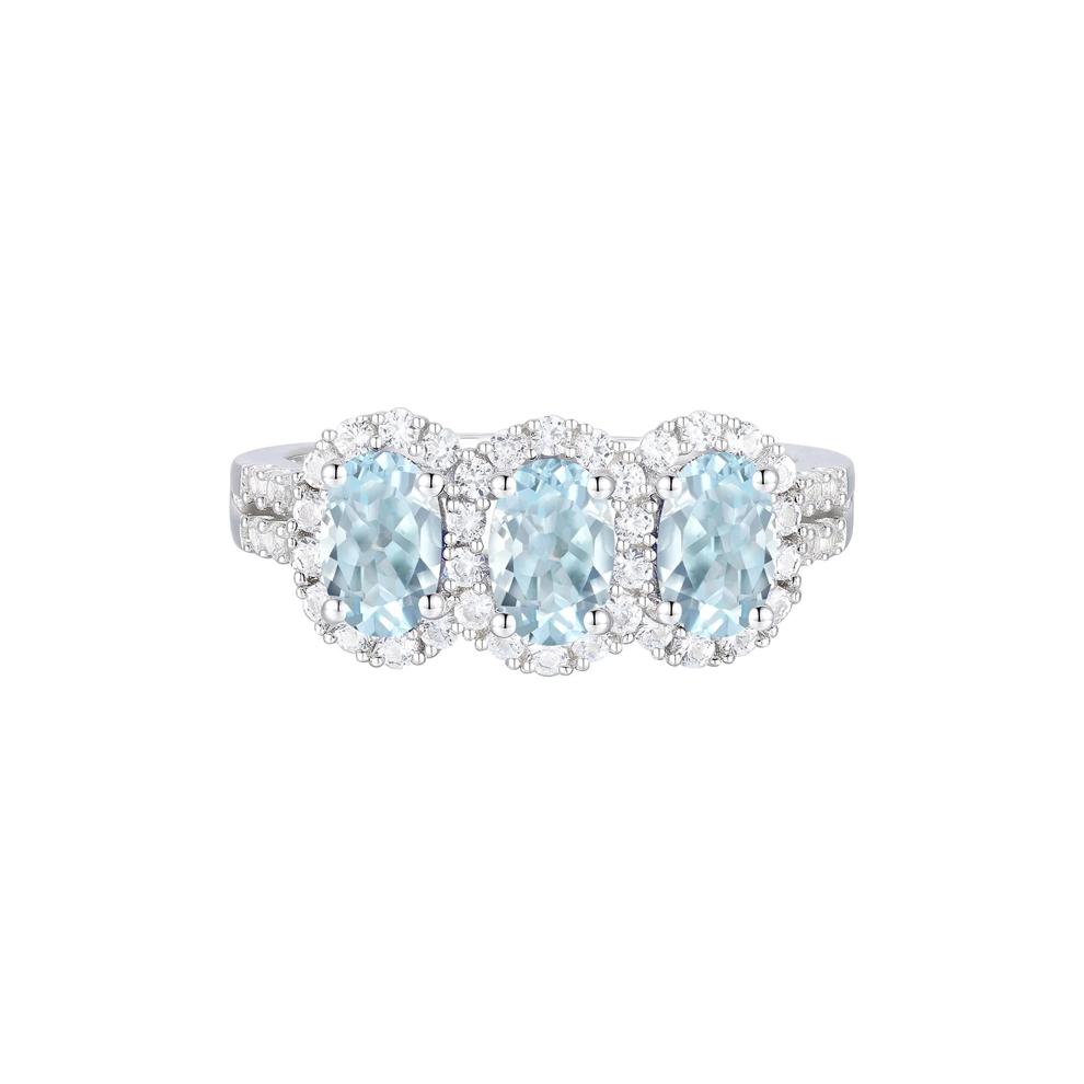 Aquamarine and Diamond Ring in 10K White Gold (1/2 ct. tw.) – Image 1 of 3