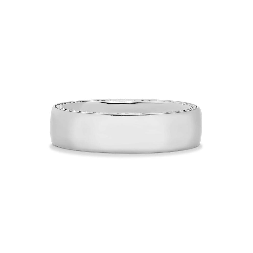 Men's Domed Wedding Band with Braided Inlays in 14K White Gold, 6mm – Image 1 of 5