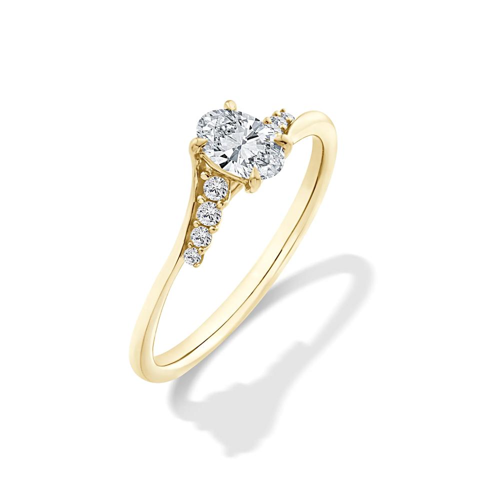 Lab Grown Diamond Oval Center Promise Ring in 10K Yellow Gold (1/2 ct. tw.) – Image 4 of 4