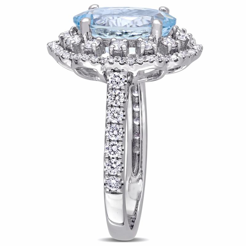 Aquamarine and Diamond Ring in 14K White Gold &#40;3/4 ct. tw.&#41; – Image 3 of 7