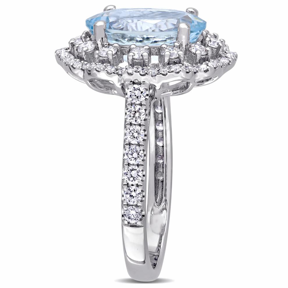 Aquamarine and Diamond Ring in 14K White Gold (3/4 ct. tw.) – Image 3 of 7