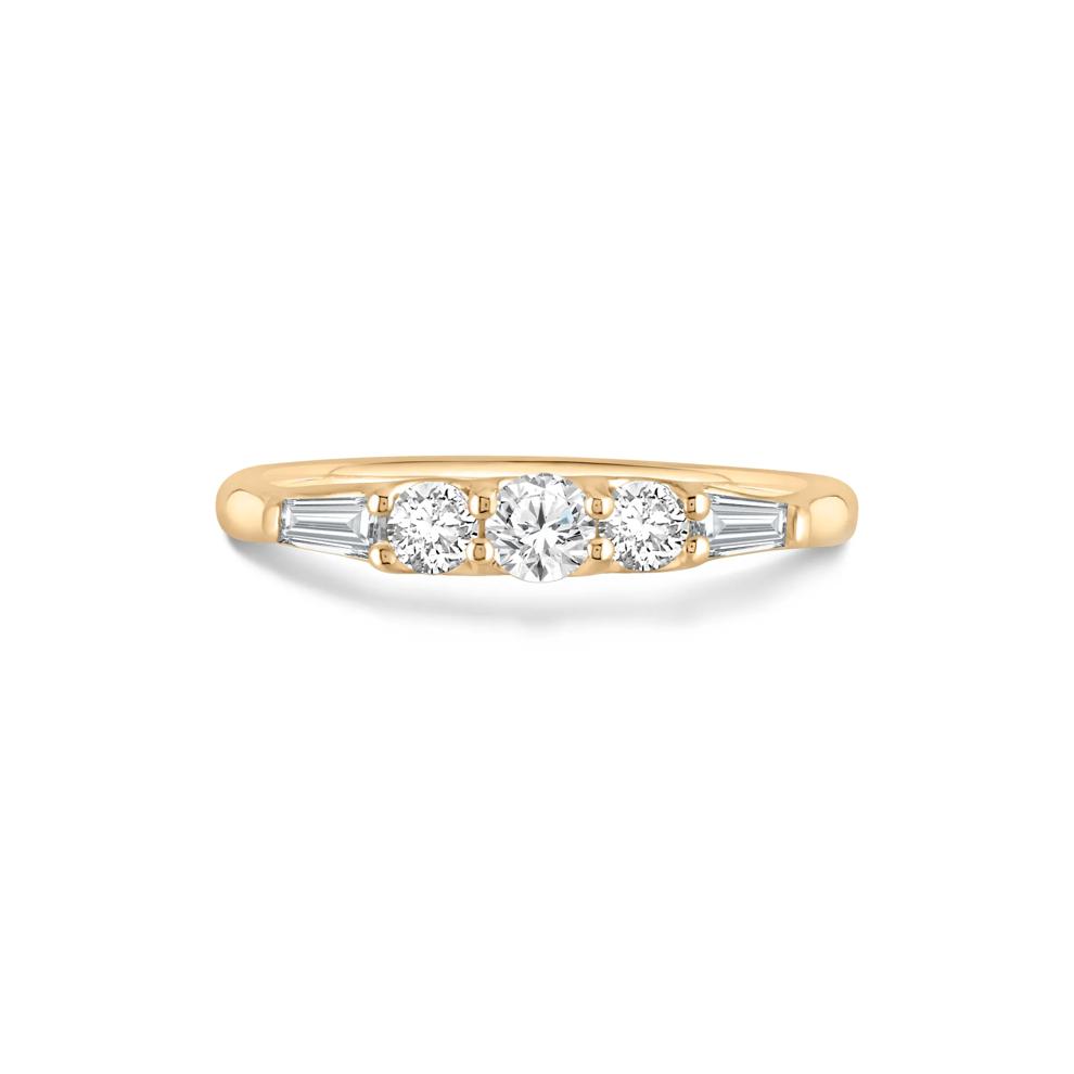 Lab Grown Diamond Round &amp; Baguette Band in 10K Yellow Gold (5/8 ct. tw.) – Image 1 of 4
