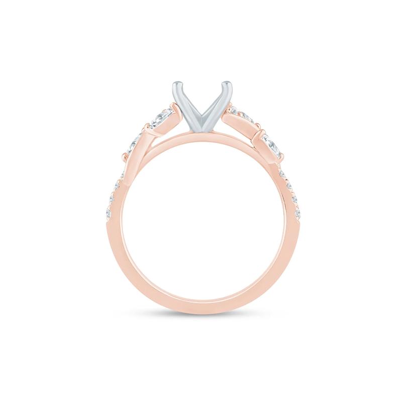 Lab Grown Diamond Marquise Semi-Mount Ring in 14K Rose and White Gold &#40;1/3 ct. tw.&#41; &#40;Setting Only&#41; – Image 4 of 6