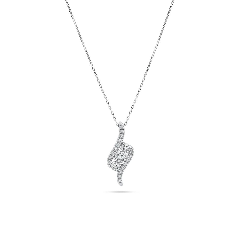 Diamond Three-Stone Twist Pendant in 10K White Gold (1/2 ct. tw.) – Image 1 of 4