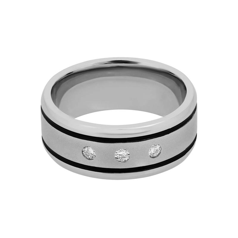 Men&rsquo;s Lab Grown Diamond Wedding Band in Cobalt &amp; Black Cerakote, 9mm &#40;1/7 ct. tw.&#41; – Image 1 of 3