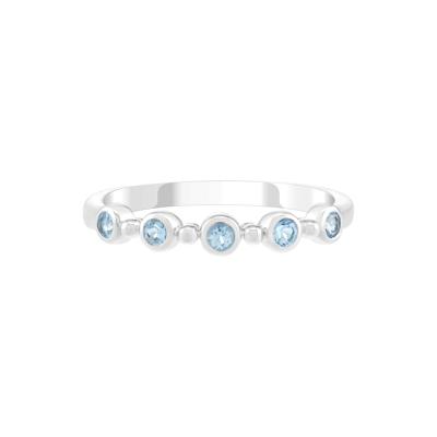 Lab-Created Gemstone Bezel Stack Ring in Sterling Silver