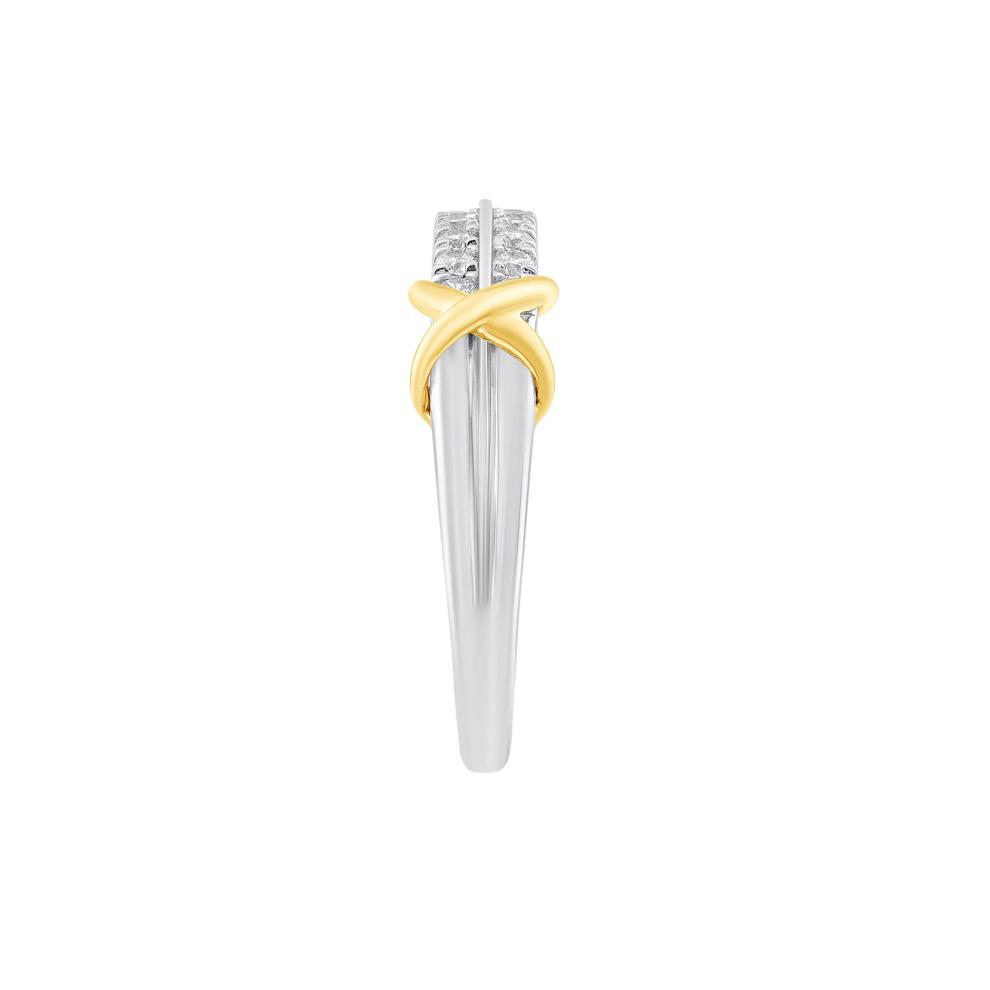 Diamond Double Row Band in Sterling Silver &amp; 10K Yellow Gold (1/4 ct. tw.) – Image 3 of 3