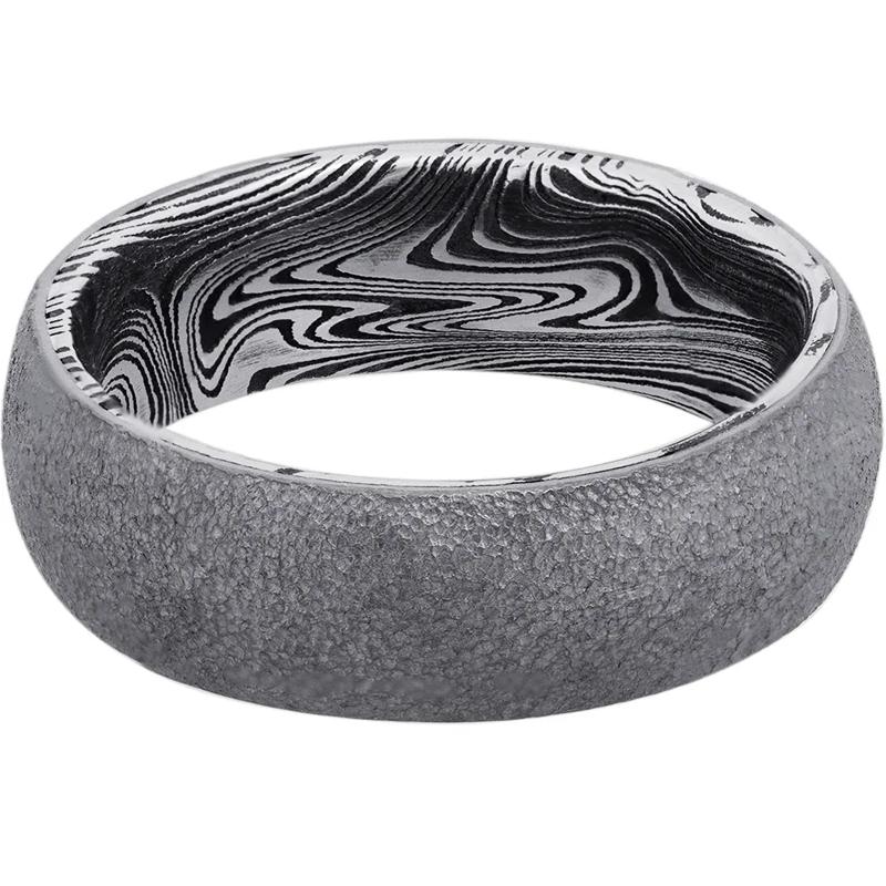 Men&rsquo;s Wedding Band in Damascus Steel &amp; Tantalum, 7mm – Image 1 of 3