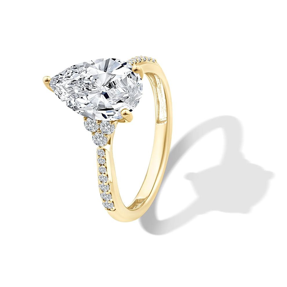 Lab Grown Diamond Pear-Shaped Engagement Set in 14K Yellow Gold (3 ct. tw.) – Image 4 of 6