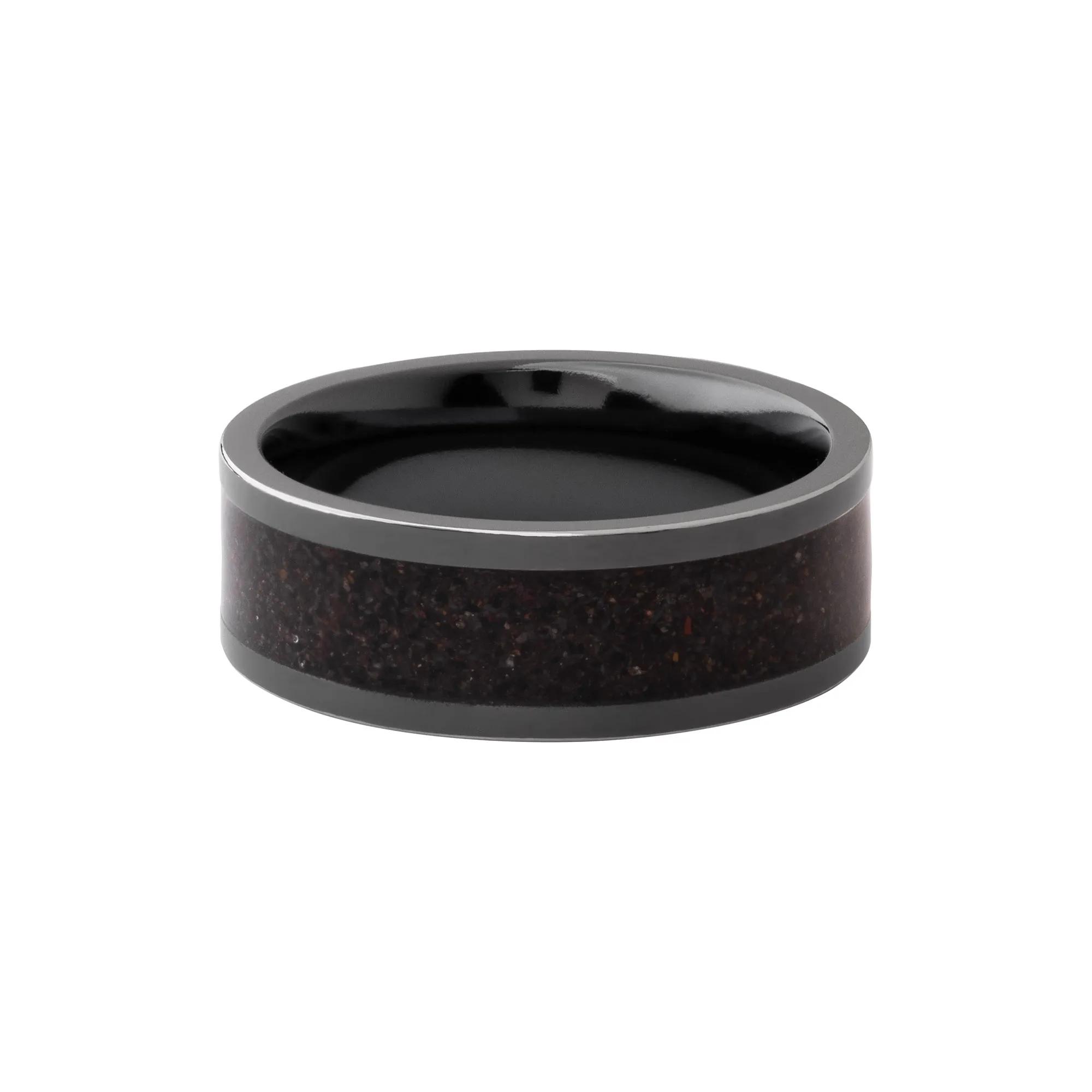 Lashbrook® Men's Black Zirconium & Black Dinosaur Bone Wedding Band