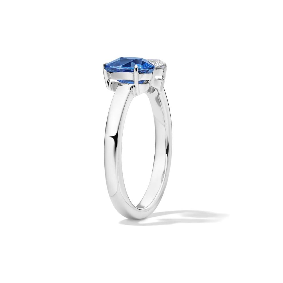Blue Sapphire &amp; Diamond Open-Shank Band in 18K White Gold (1/2 ct. tw.) – Image 2 of 2