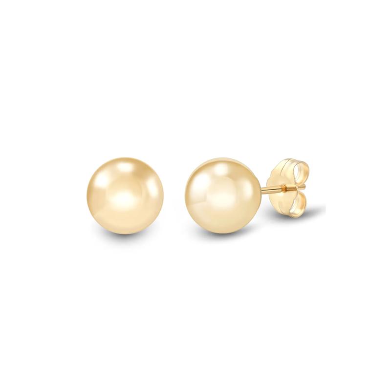 Polished Ball Stud Earrings in 14K Yellow Gold, 8MM – Image 2 of 2