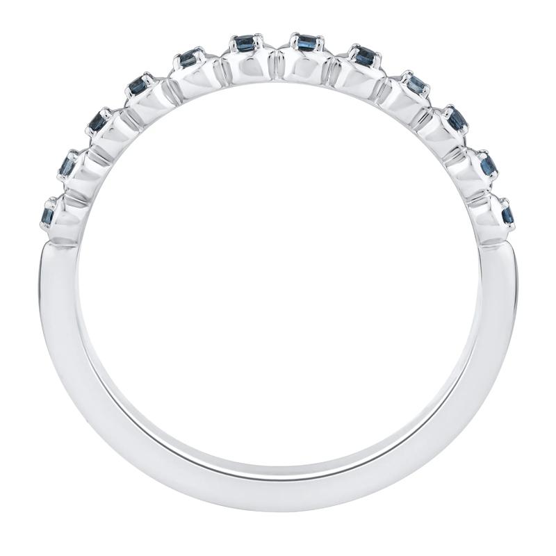 London Blue Topaz Round Band Ring in 10K White Gold – Image 2 of 3