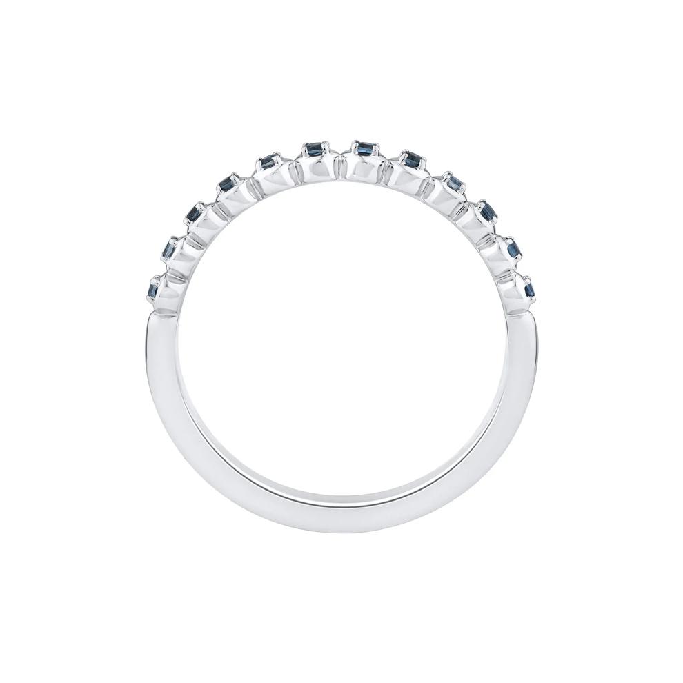 London Blue Topaz Round Band Ring in 10K White Gold – Image 2 of 3