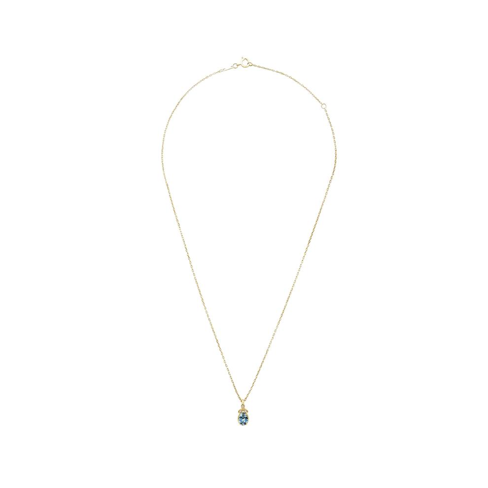Montana Blue Sapphire &amp; Diamond Accent Pendant Necklace in 10K Yellow Gold – Image 3 of 4
