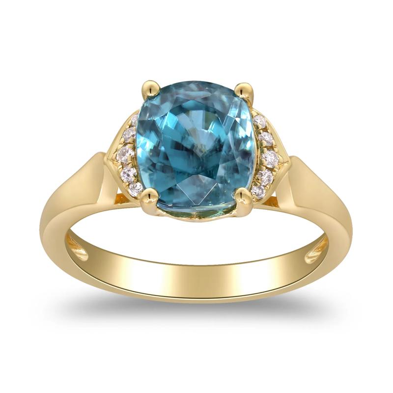London Blue Topaz &amp; Round Diamond Accent Ring in 10K Yellow Gold – Image 4 of 5