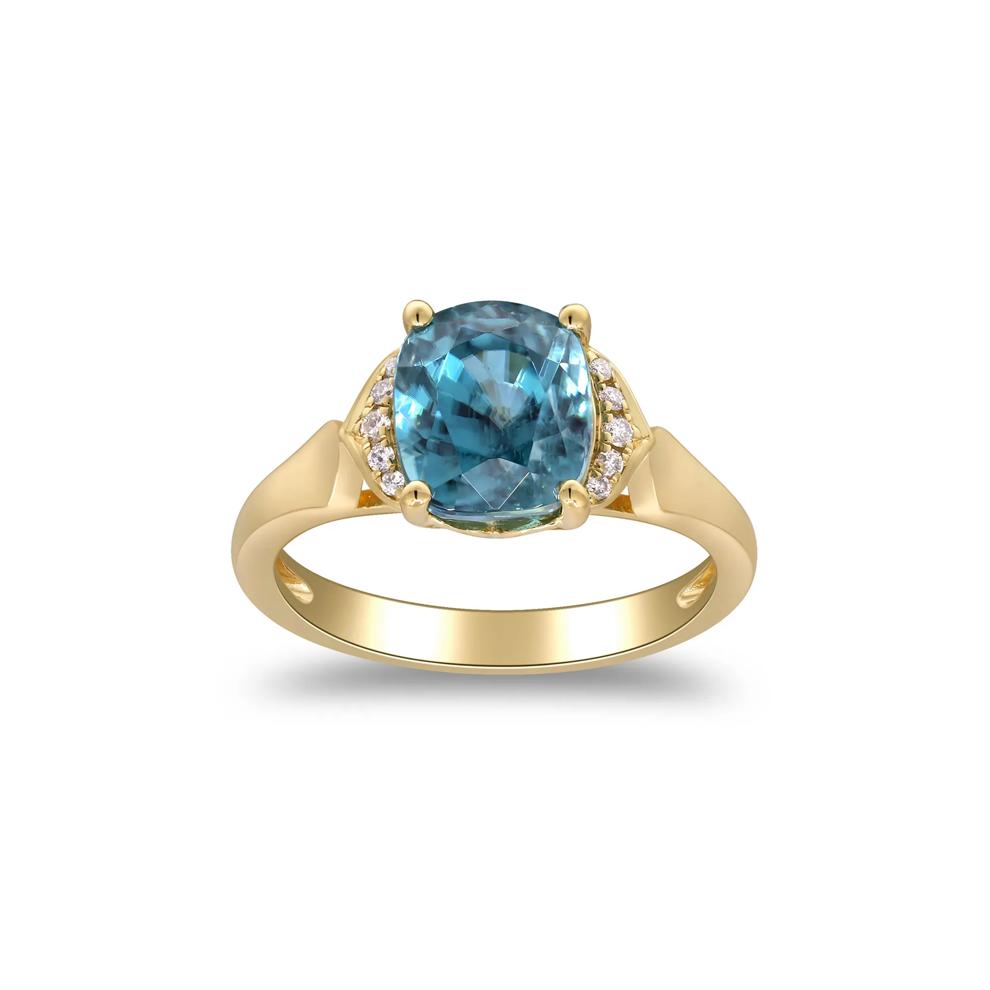 London Blue Topaz &amp; Round Diamond Accent Ring in 10K Yellow Gold – Image 4 of 5