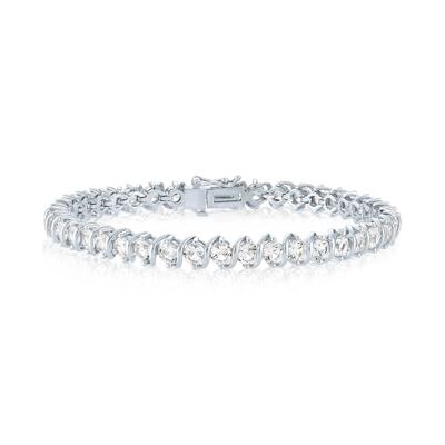 S-Link Lab-Created White Sapphire Line Bracelet in Sterling Silver