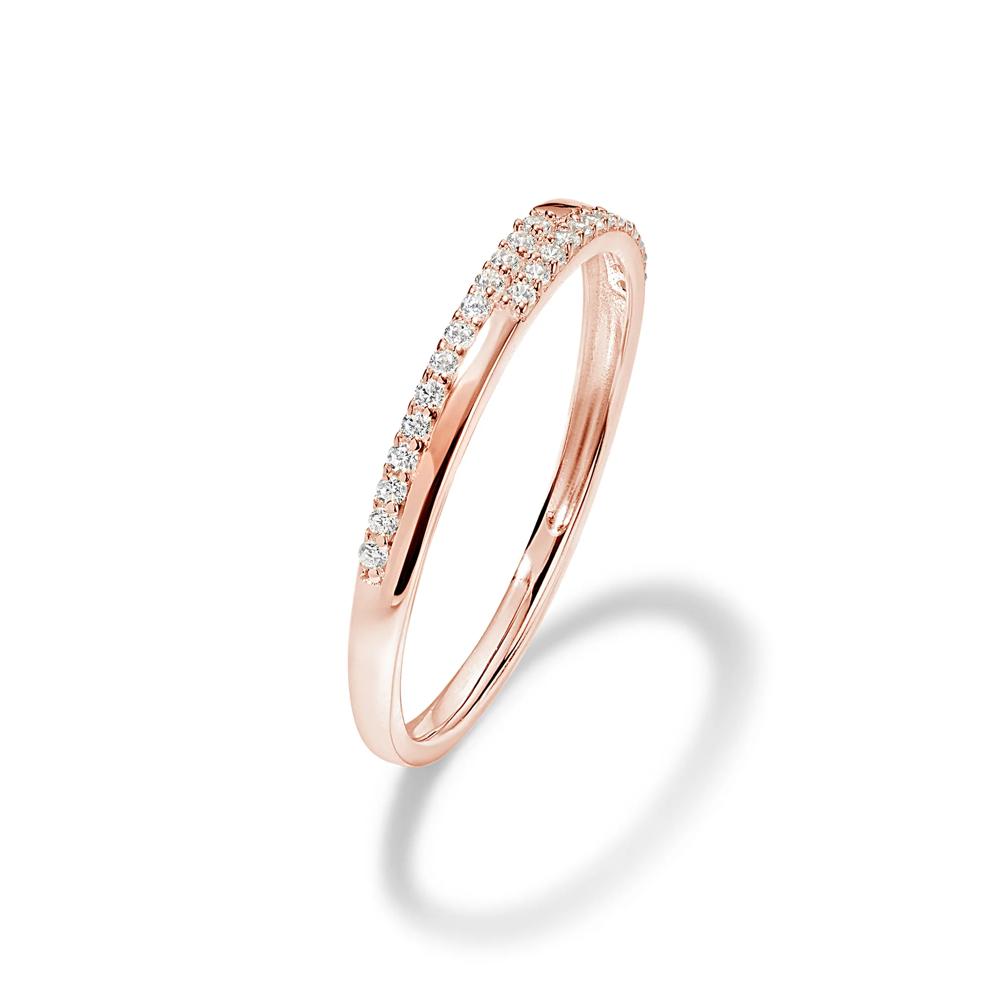 Diamond Split Double Row Stack Band in 10K Rose Gold (1/10 ct. tw.) – Image 4 of 4