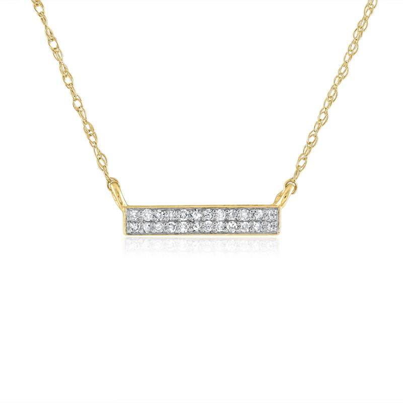 Double Row Bar Pendant with Diamond Accents in 14K Yellow Gold – Image 1 of 3