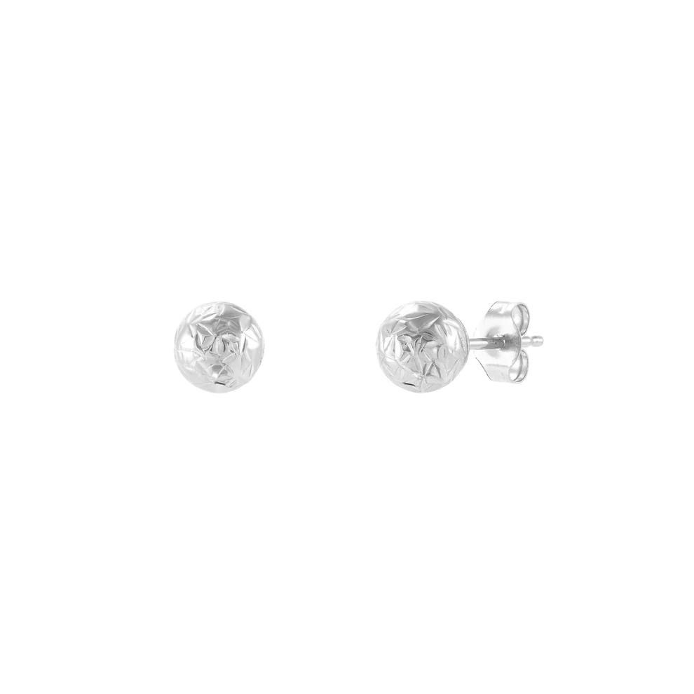 Diamond-Cut Ball Stud Earring in 14K White Gold, 5mm – Image 1 of 2