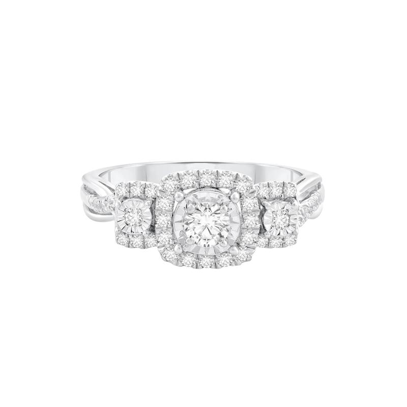 Diamond Three-Stone Engagement Ring in 10K White Gold &#40;1/2 ct. tw.&#41; – Image 1 of 3