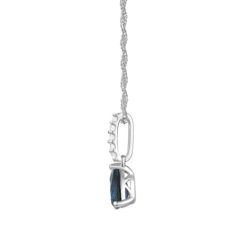 Blue Sapphire and Diamond Accent Drop Pendant in 10K White Gold – Image 2 of 3