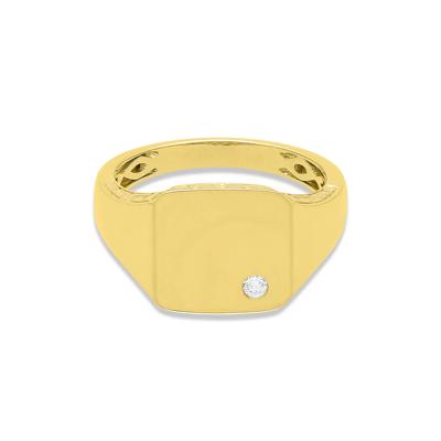 Men’s Signet Ring with Diamond Accent in 10K Yellow Gold