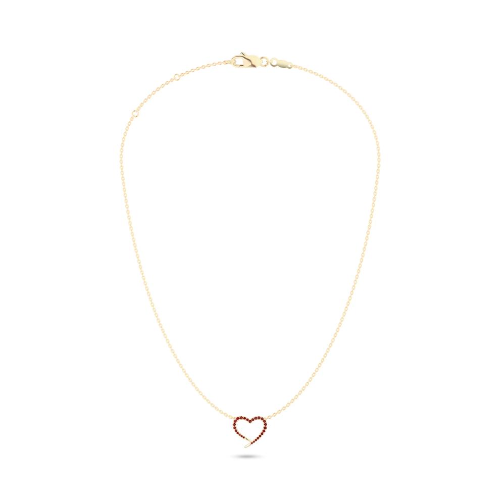 Lab-Created Ruby Heart Pendant Necklace in 10K Yellow Gold – Image 3 of 4