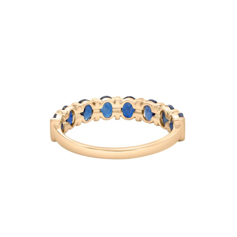 Blue Sapphire Faux-Channel Band in 10K Yellow Gold – Image 4 of 5