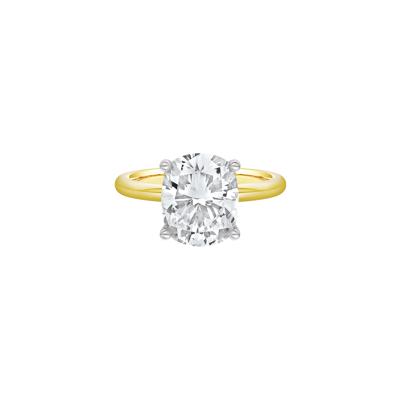 Lab Grown Diamond Elongated Cushion-Cut Engagement Ring in 14K Yellow and White Gold (4 ct. tw.)