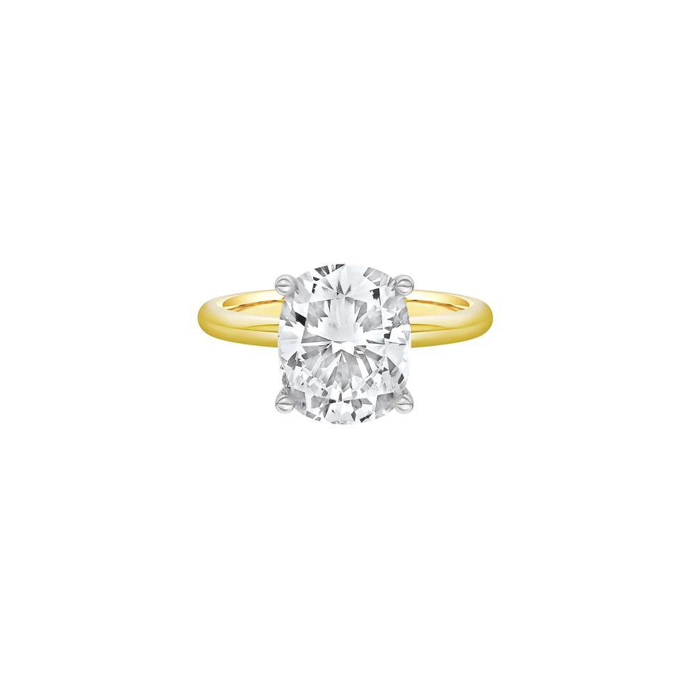 Lab Grown Diamond Elongated Cushion-Cut Engagement Ring in 14K Yellow and White Gold (4 ct. tw.) – Image 1 of 4