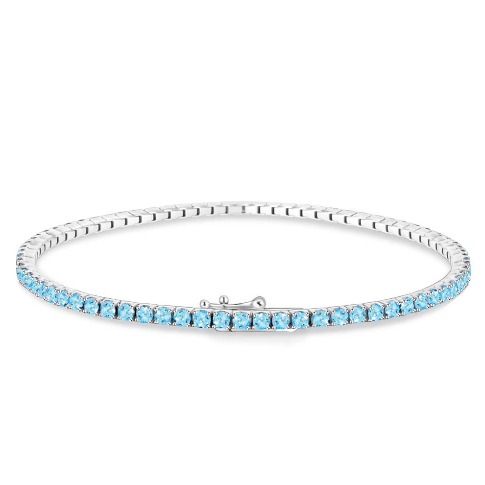 Swiss Blue Topaz Stack Bracelet in Sterling Silver, 2MM, 7" – Image 2 of 2